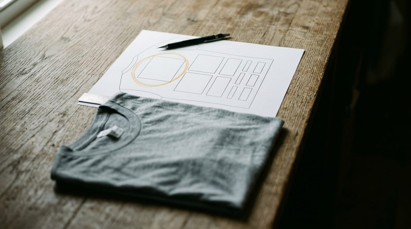 A race director holding a printed race shirt mockup showing tiered sponsor logos arranged on front and back panels